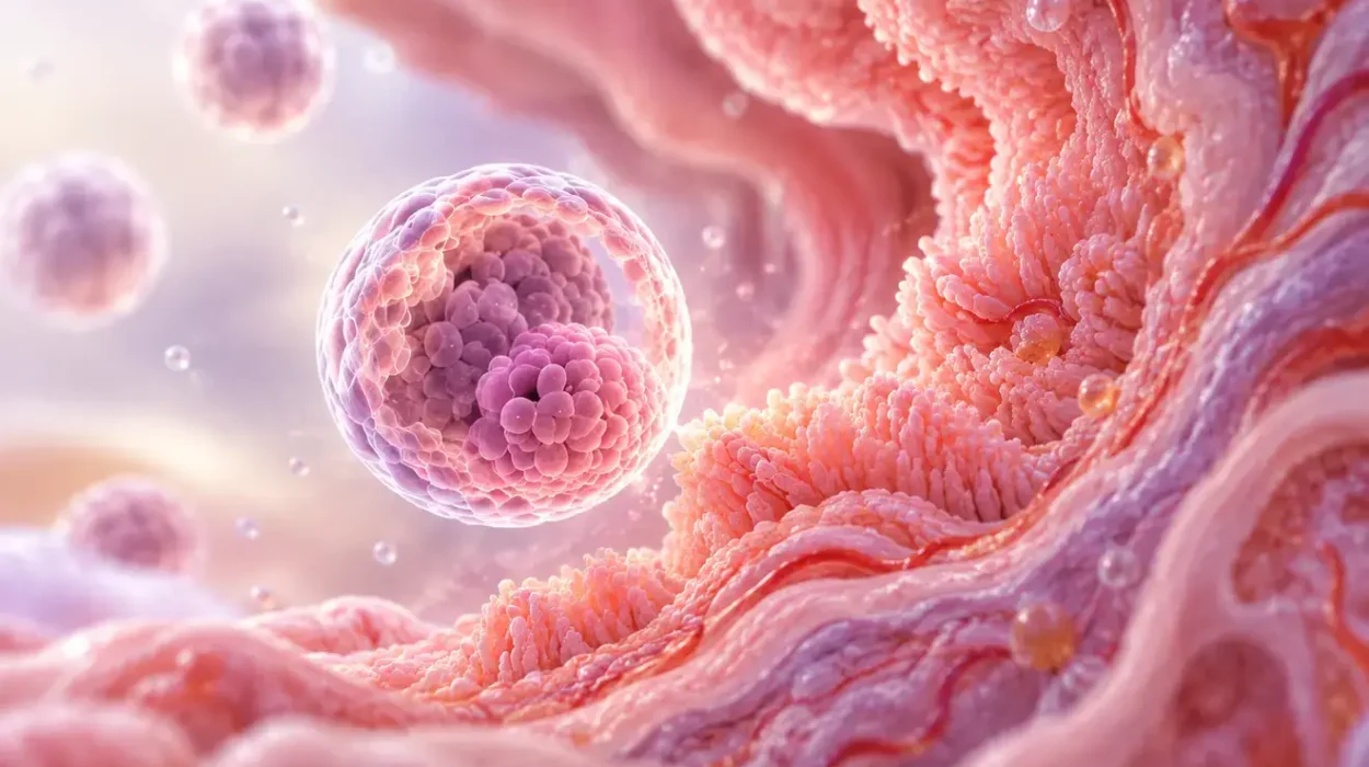 Recurrent implantation failure showing a blastocyst near the uterine lining during embryo implantation.